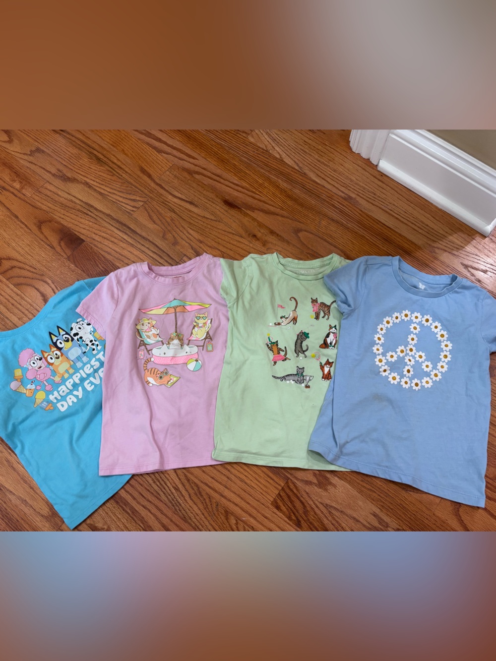 Kids Short-Sleeve Tee Bundle Cute Graphic Prints Sz 6/7/8